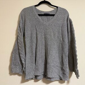 American Eagle Outfitters Gray V-Neck Sweater